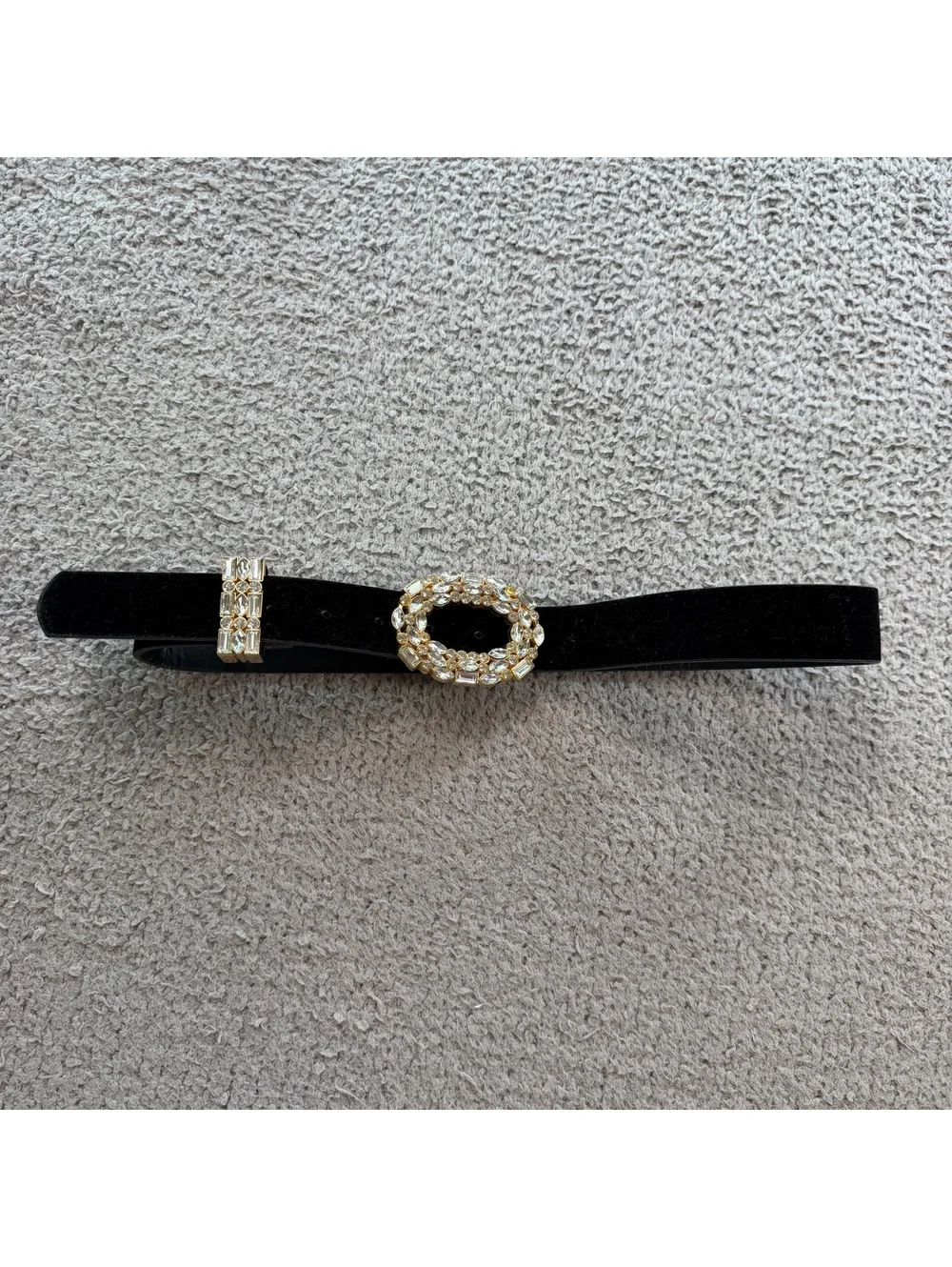 Zara Black Faux Leather Rhinestone Crystal Buckle Statement Belt Women 80/32